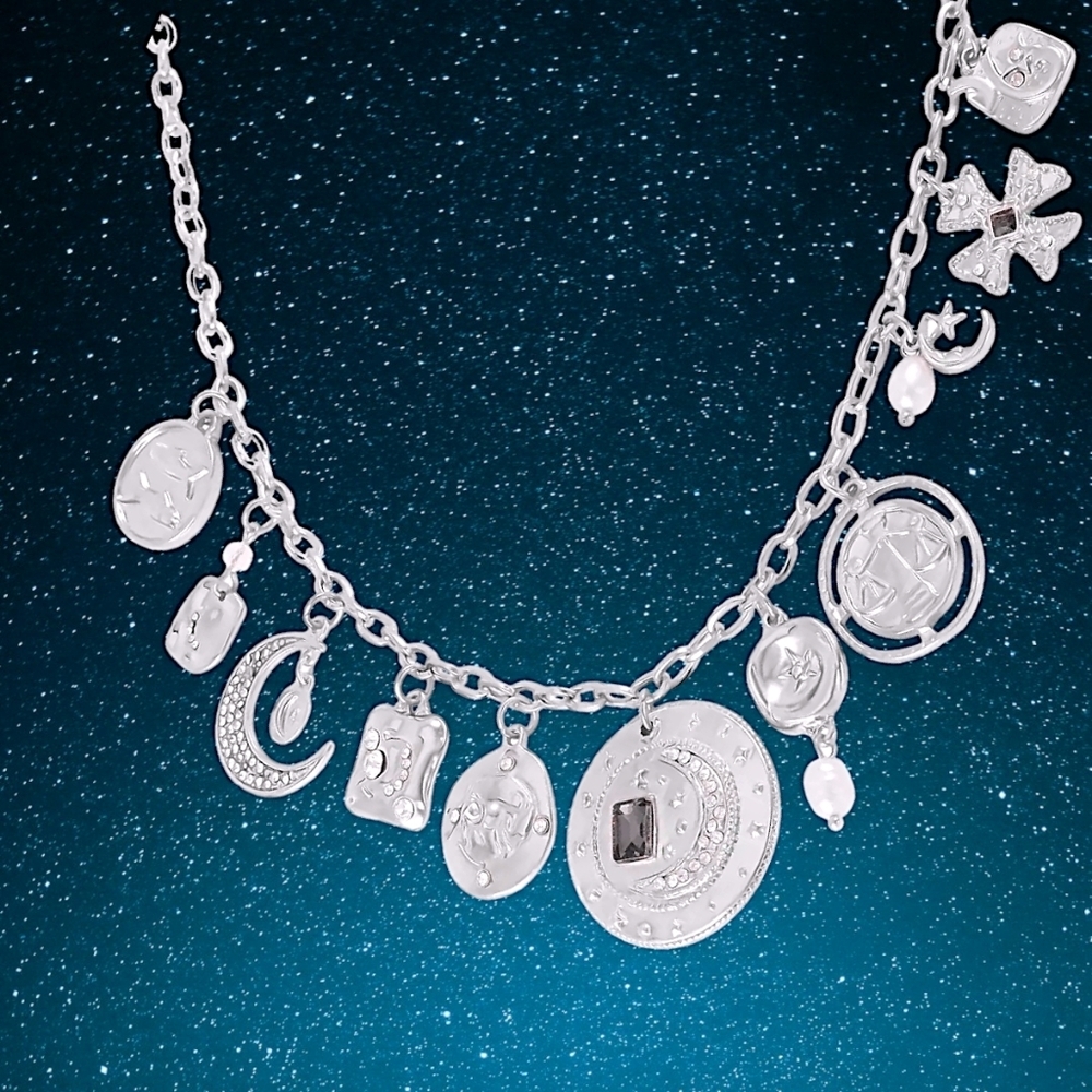 🔥Freshwater Cultured Pearl and Multi Gemstone Celestial Charm Necklace
